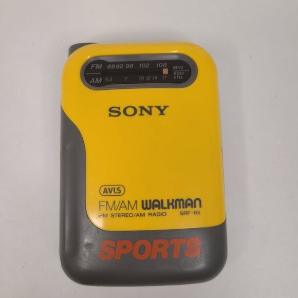Vintage Sony Sports AVLS FM/AM Walkman Radio SRF-85 Yellow - Picture 1 of 7